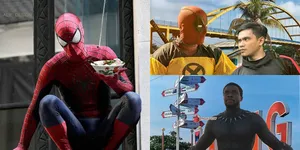 FOTO: Beraksi di Indonesia, Superhero Ada yang Makan Mie Ayam?