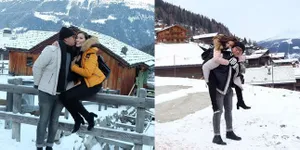 FOTO: Dekap dan Cium, Mesranya Sammy - Viviane di Tengah Salju