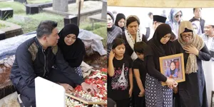 Foto Ibunda Dimakamkan, Nirina Zubir Tampak Tegar Saat Peluk Foto Mendiang