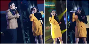 FOTO: Perut Mulai Membuncit, Rinni Tetap Energik di Atas Panggung
