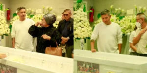 Foto Suasana Rumah Duka Tempat Jenazah Ibu Gading Marten Disemayamkan, Sang Putra Tampak Tegar