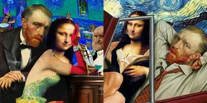 FOTO: Vincent van Gogh Mendadak Mesra dengan Mona Lisa