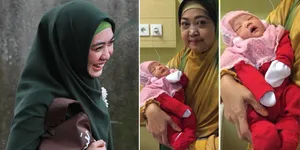 Gaya Cute Bayi Oki Setiana Dewi Dalam Balutan Hijab, Cantik!