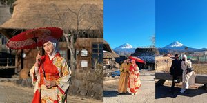 Honeymoon Lagi, Potret Irish Bella Cantik Pakai Kimono di Jepang - Mesra Dengan Haldy Sabri di Gunung Fuji