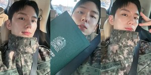 Kembali Jadi Warga Sipil, 8 Potret Kihyun Monsta X Pulang Wajib Militer - Hari Terakhir Pakai Seragam Tentara