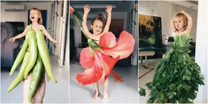 Kreatif! Ibu Ini 'Buatkan' Gaun Anaknya Dari Bunga, Sayur, & Buah