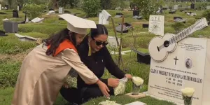 Momen Mutia Ayu Ajak Gewa Setelah Wisuda TK ke Makam Glenn Fredly, Suasana Mengharukan