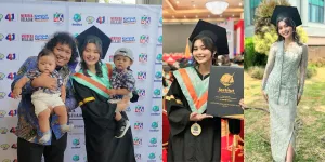 Potret Cesen Wisuda Sarjana, Sukses Selesaikan Kuliah Sembari Momong 2 Anak Balita - Siap Lanjut S2