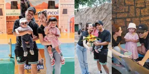 Potret Thariq Halilintar dan Aaliyah Massaid Ajak Anak Aurel dan Atta Liburan, Magang Jadi Orangtua - Ameena Lengket ke Aal