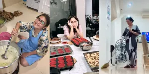 Prilly Latuconsina Lesehan Masak - BCL Sakit Pinggang, 22 Potret Persiapan Lebaran Artis yang Seru dan Meriah
