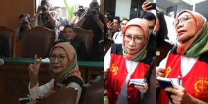 Ratna Sarumpaet Acungkan Dua Jari Sebelum Sidang Perdana Dimulai