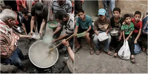 Sederet Anak Antre Dapatkan Makan, Potret Buka Puasa di Palestina