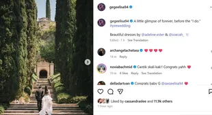 Gege Elisa Pamer Prewedding di Taman Eropa, Bergaun Putih Klasik