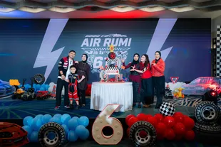 Irish Bella dan Haldy Sabri Rayakan Ulang Tahun Air Rumi dengan Tema Balap