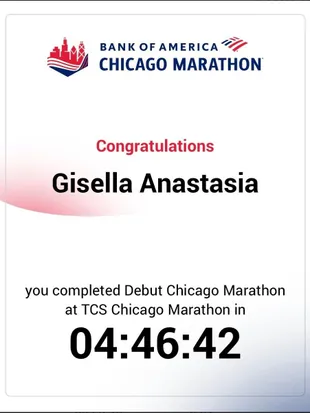 Potret Gisella Anastasia Selesaikan Debut Maraton di Chicago