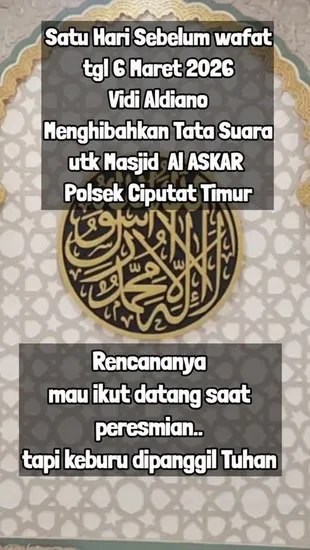 Vidi Aldiano Sumbang Satu Set Audio Untuk Mushola Sehari Sebelum Meninggal