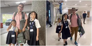 5 Potret Haru Ruben Onsu Antar Anak ke Sekolah di Hari Pertama
