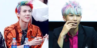 6 K-Pop Idol Tampil Kece & Unik dengan Rambut Pelangi, Sehun EXO - RM BTS
