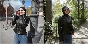 6 Potret Aurel Hermansyah Tampil Edgy Saat Liburan di Madrid, Tampil Bold dan Chic ala Hijabers Modern