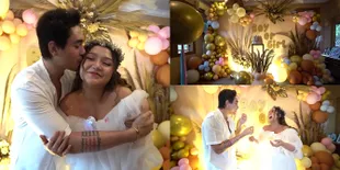 7 Potret Gender Reveal Baby Fruity Anak Siti Badriah, Sempat Tertunda Gara-Gara Terpapar Covid-19 - Mewah Abis Bernuansa Gold dan Penuh Balon
