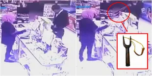 Bikin Geregetan, Seorang Pria Merampok Toko Dengan Ketapel