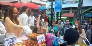 Bikin Salah Fokus, Bule Cantik Jual Gorengan di Pasar Ramadan
