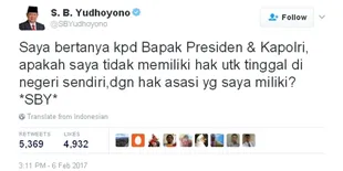 Curhat di Twitter, Pak SBY Membuat 'Saya Bertanya' Jadi Viral