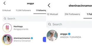 Deretan Artis Hanya Ikuti Instagram Pasangan, Angga Yunanda dan Shenina Cinnamon Paling Baru