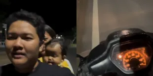 Komedian Nopek Novian Tunjukkan Kehidupan di Desa, Ajak Istri dan Anak Motoran Malam Hari