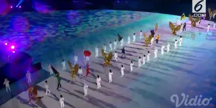 Lakukan Defile, Atlet Pakai Jas Hujan di Closing Ceremony Asian Games 2018