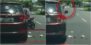 Miris, Pengemudi Mobil Ini Buang Sampah Sembarangan di Jalan