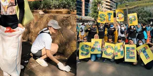 Nggak Cuma Cinta Laura, Ini 7 Potret Angela Gilsha Lakukan Aksi Pungut Sampah di Citayam Fashion Week: Boleh Slebew Tapi Jaga Kebersihan