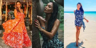 OOTD Gaya Tropical Ala Indah Kalalo Nikmati Sinar Matahari, Hot Mom Tampil Eksotis Pamer Kulit Tanned yang Cantik