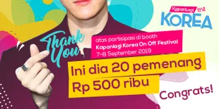 [UPDATE] Pengumuman Pemenang Giveaway Rp 500 ribu di ON OFF Festival Bareng Kapanlagi