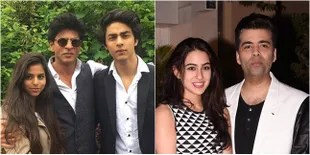 Pesta di Rumah Karan Johar, SRK Didampingi Aryan & Sara Ali Khan
