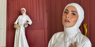 Potret Olla Ramlan dengan Gamis Putih, Pesona Anggun dan Cantik Jadi Satu