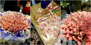 Sambut Tahun Baru, Pria Ini Beri Buket Uang Untuk Sang Kekasih