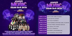 Siap-siap Merapat! Konser Musik Pekan Raya Jatim Bakal Digelar di Surabaya Selama 9 Hari - NDX AKA hingga Last Child Bakal Gebrak Panggung!