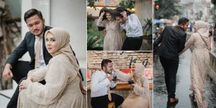 10 Foto Prewed Sederhana Kesha Ratuliu & Adhi Permana, Hujan-Hujanan Romantis Hingga Ngopi di Cafe