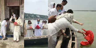 10 FOTO Upacara Tabur Abu Sushant Singh Rajput di Sungai Gangga, Keluarga Tak Bisa Tahan Duka