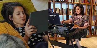 10 Gaya Selebriti Saat Jalani WFH, Ada yang Tetap Pakai Outfit Kece - Kantor Pindah ke Kolam Renang