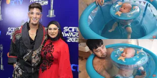 10 Potret Baby Air Anak Irish Bella Berenang Pertama Kali, Malah Ngantuk - Ammar Zoni Ikut Nyebur ke Kolam Renang