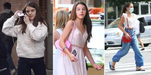 10 Potret Fashion Jalanan Suri Cruise yang Kini Sudah 14 Tahun, Tetap Cantik Meski Pakai Sandal Jepit