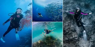 10 Potret Gisella Anastasia Saat Diving di Kalimantan Timur, Pose Cantik di Dalam Laut Hingga Berenang Bareng Ubur-Ubur