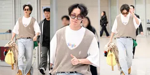 10 Potret J-Hope BTS Pulang dari Amerika Setelah Rampungkan Tur, Senyum Malu-malu - Bikin Salfok Pakai Kaus 'Single'