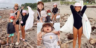 10 Potret Jennifer Bachdim Ajak Anak-Anaknya Memungut Sampah Plastik di Pantai Berawa Bali, Bikin Bangga!