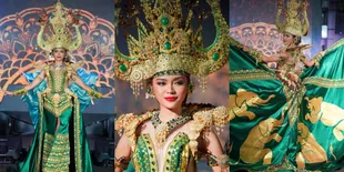 10 Potret Kostum Nasional Farhana Nariswari yang Akan Ditampilkan di Miss International 2023, Megah Pakai Siger Lampung - Detail Lukisan Gajah Penuh Makna