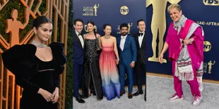 15 Potret Best & Worst Dress di Red Carpet SAG Awards 2022, Geng 'SQUID GAME' Curi Perhatian - Selena Gomez Tetap Stunning Meski Sempat Jatuh dan Bikin Sepatunya Rusak