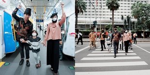 6 Potret Mulan Jameela dan Ahmad Dhani Naik MRT dan Trans Jakarta, Gayanya Bak Liburan di Luar Negeri - Topi Miring Jadi Sorotan