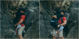 6 Potret Romantis Irish Bella Digendong Sang Suami Saat Turun dari Tebing,  Netizen Sebut Ammar Zoni Lelaki Tangguh!